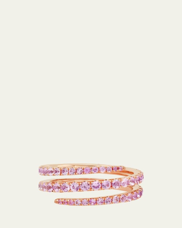 18K Rose Gold Pink Sapphire Coil Ring