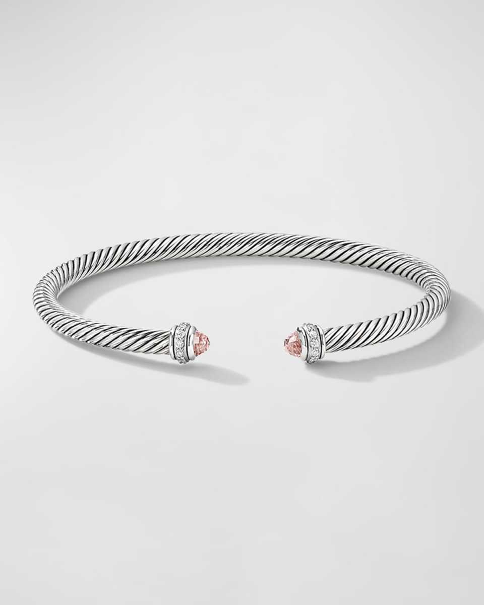 Cable Classics Bracelet with Morganite and Diamonds in Silver, 4mm
