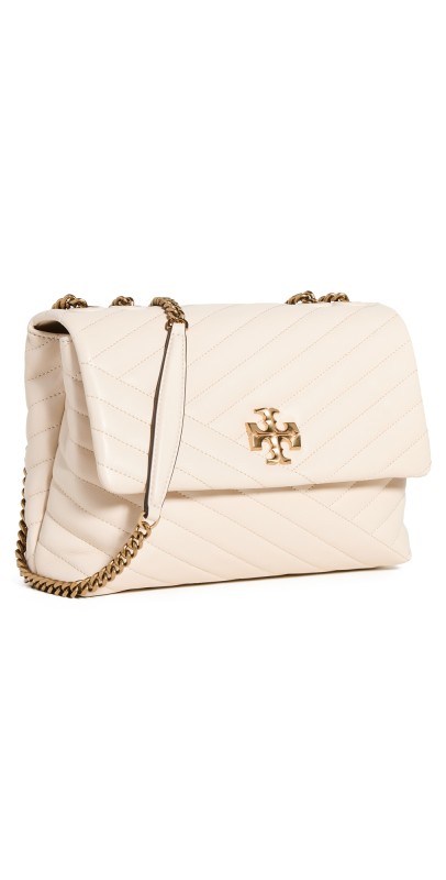 Tory Burch Kira Quilted Chevron Shoulder Bag New Cream/Rolled Brass