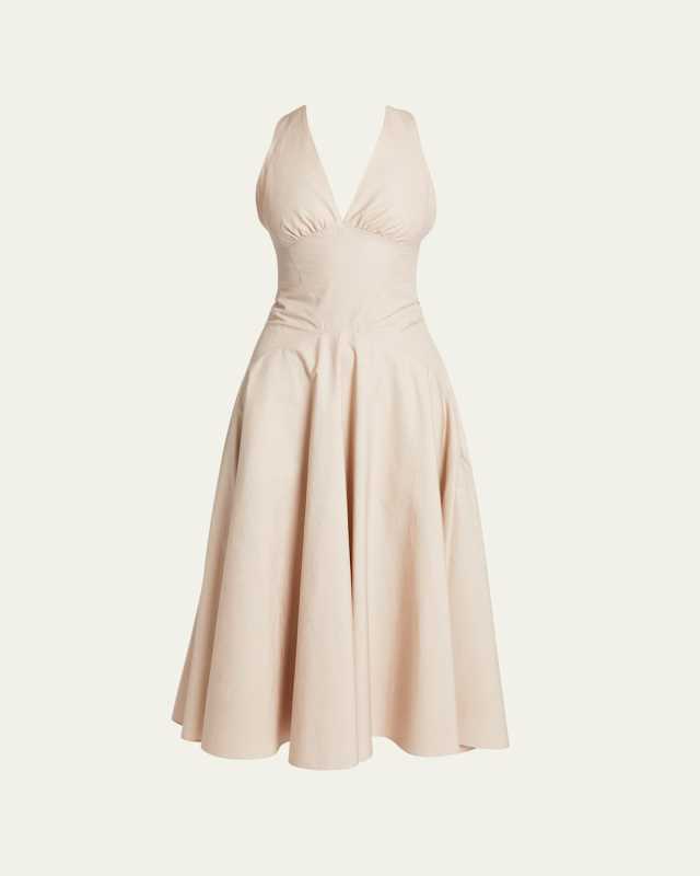 Poplin Corset Midi Dress
