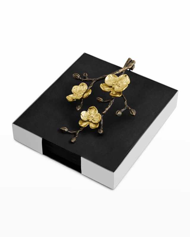 Gold Orchid Dinner Napkin Holder