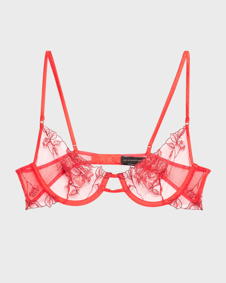 Dominique Floral-Embroidered Demi Bra