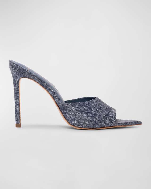 Washed Denim Pointy Mule Sandals