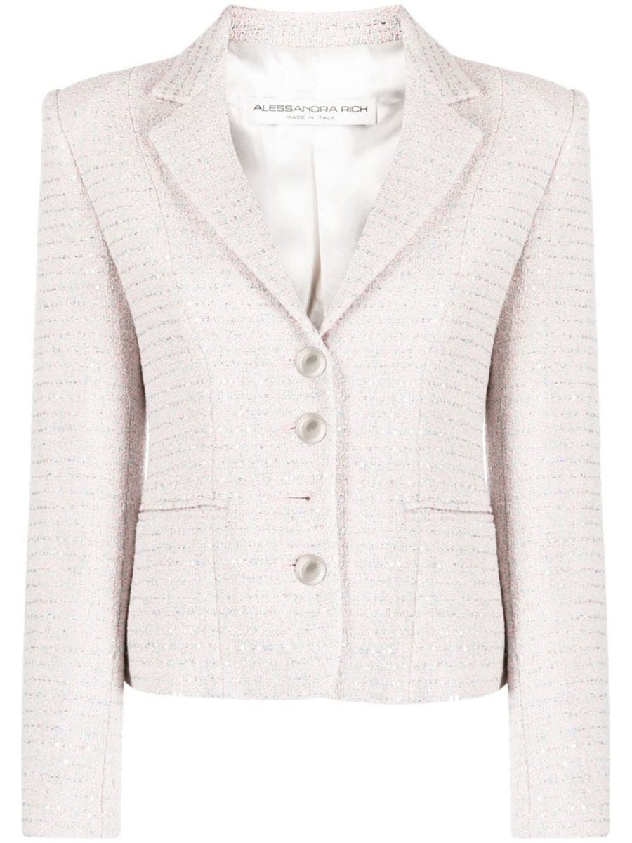 embellished single-breasted tweed blazer