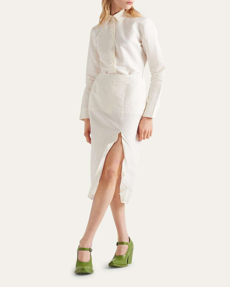 Paper Midi Skirt with Slit
