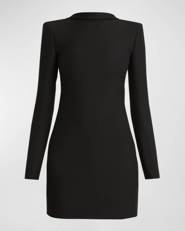 Strong-Shoulder Bow Backless Mini Dress