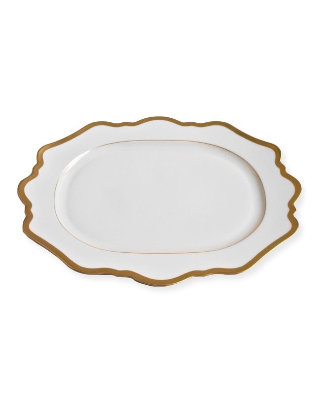 Antiqued White Oval Platter