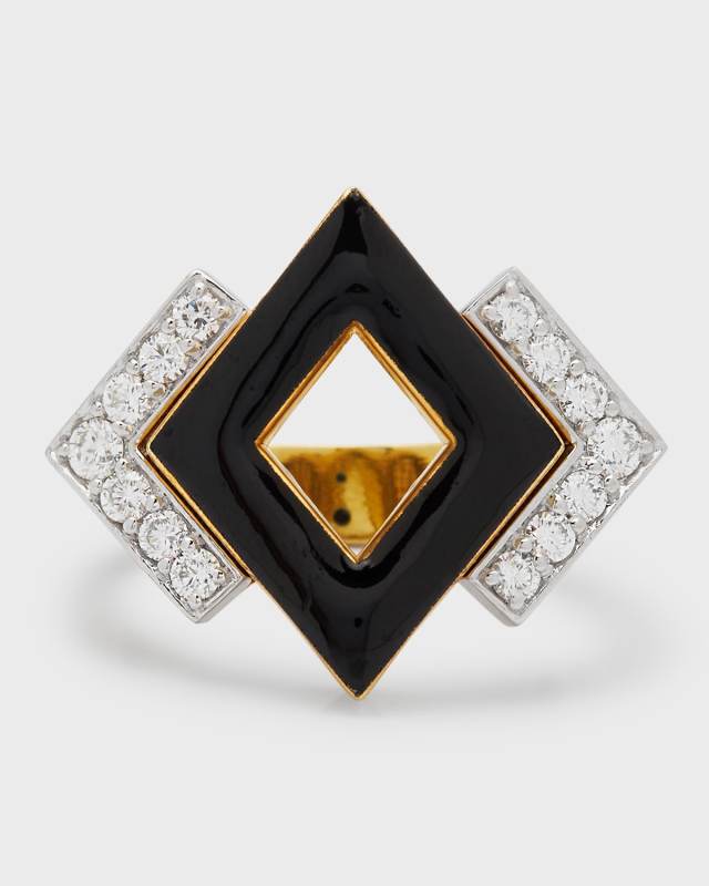 18k Gold & Platinum Double Diamond Ring, Size 6.5