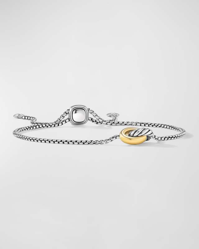 Petite Cable Linked Hoop Bracelet in Silver and 14K Gold, 1.5