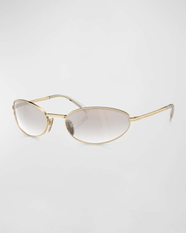 Curved Mixed-Media Oval Sunglasses