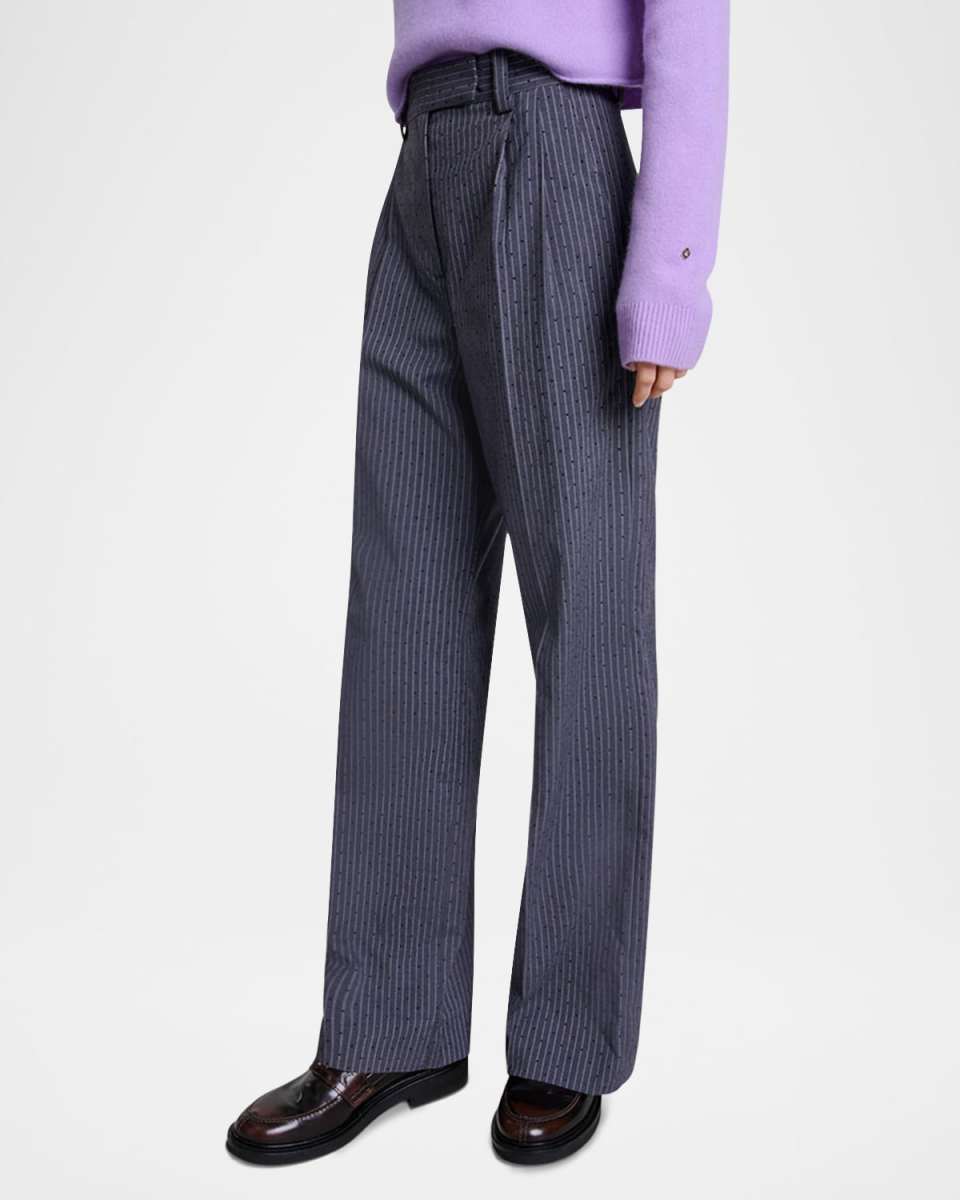 Pernon Embellished Tennis-Striped Pants