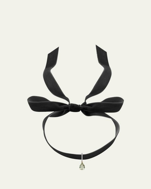 14K Yellow Gold Green Amethyst Velvet Choker