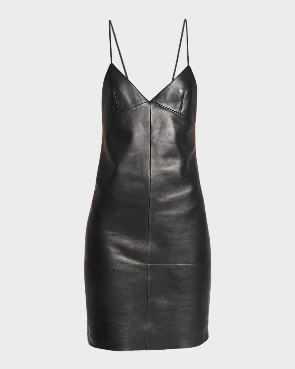Sleeveless Leather Backless Dress