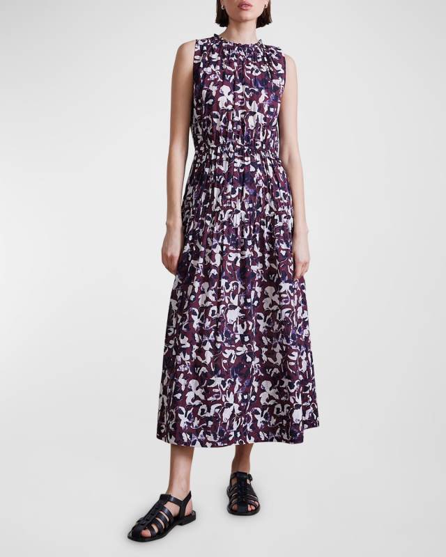 Arte Floral-Print Organic Cotton Midi Dress