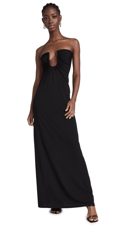 Christopher Esber Arced Palm Strapless Dress Black