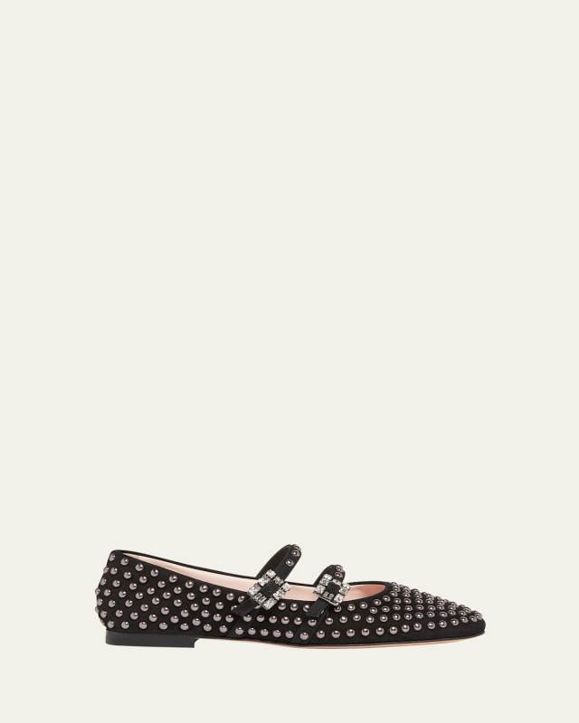Studded Dual Buckle Ballerina Flats