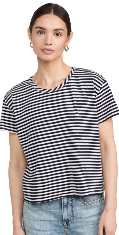 perfectwhitetee Harley Stripe Tee Navy Stripe