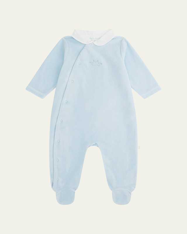 Kid's Crown Embroidered Footie, Size Newborn-