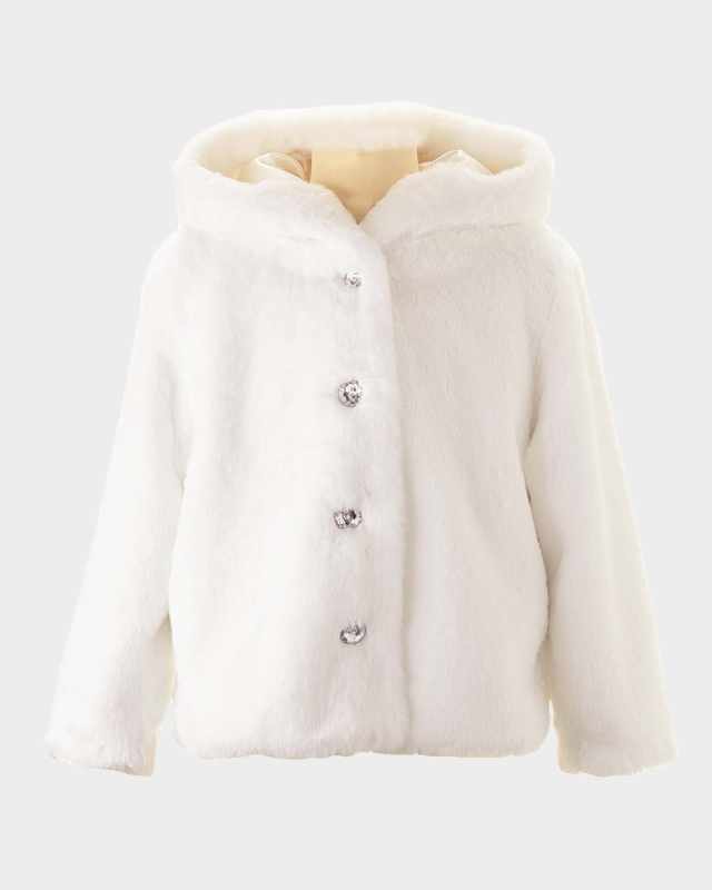 Girl's Faux Fur Button Front Coat, Size 2-10
