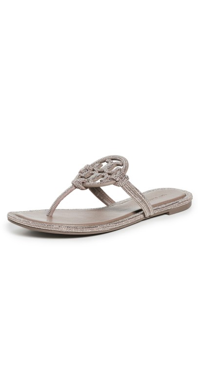 Tory Burch Miller Knotted Pave Sandals Dark Clay
