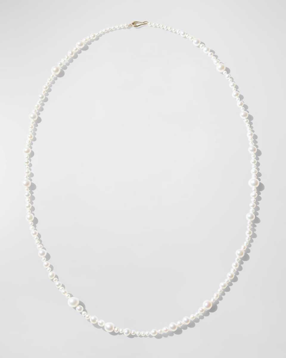 14K Yellow Gold Multi-Size White Freshwater Pearl Strand Necklace