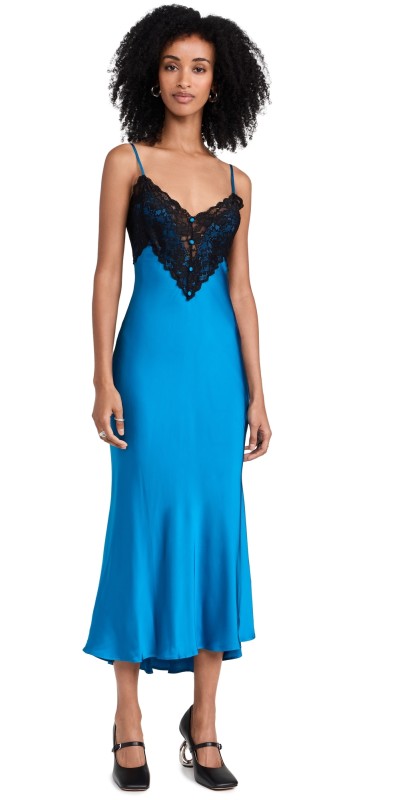 GUIZIO Nova Slip Dress Sapphire/Black
