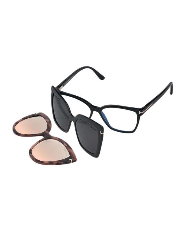 Square Blue-Block Optical Frames w/ Two Magnetic Sunglasses Clips