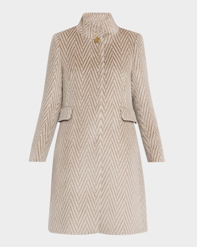 Feronia Chevron Wool One-Button Coat
