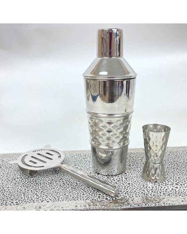 Truro Platinum Strainer, Jigger & Cocktail Shaker Set