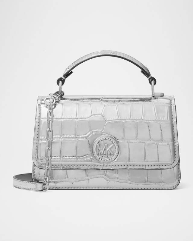 Delancey Metallic Croc-Embossed Leather Crossbody Bag