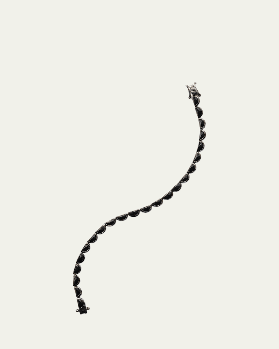 Small Scallop Tennis Bracelet in Black Spinel