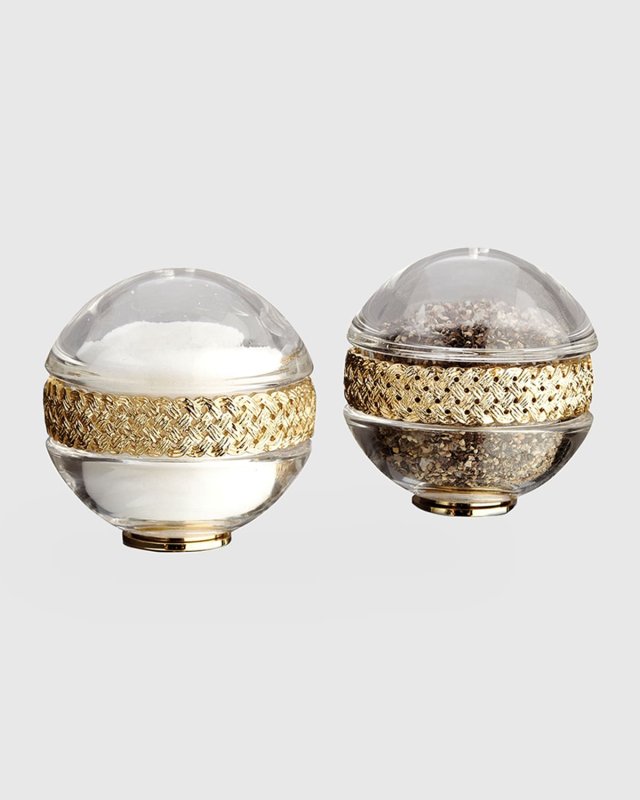Braid 24K Gold-Plated Salt & Pepper Shakers, Set of 2