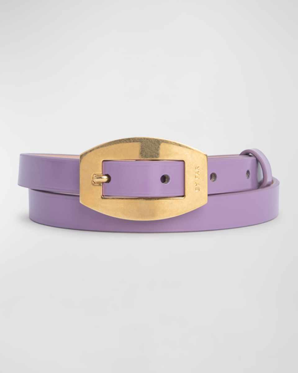 Block Semi-Patent Leather Belt