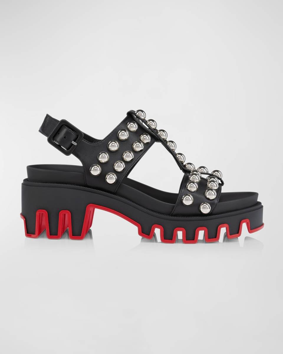 Dome Stud Leather Red Sole Sport Sandals