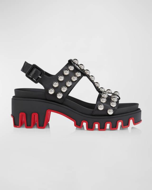Dome Stud Leather Red Sole Sport Sandals