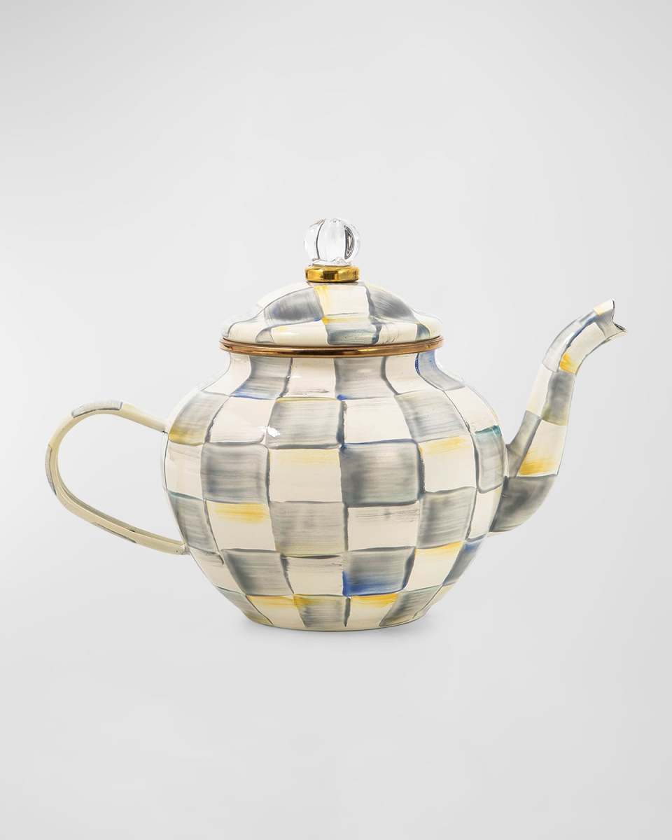 32 oz. Sterling Check Enamel Teapot