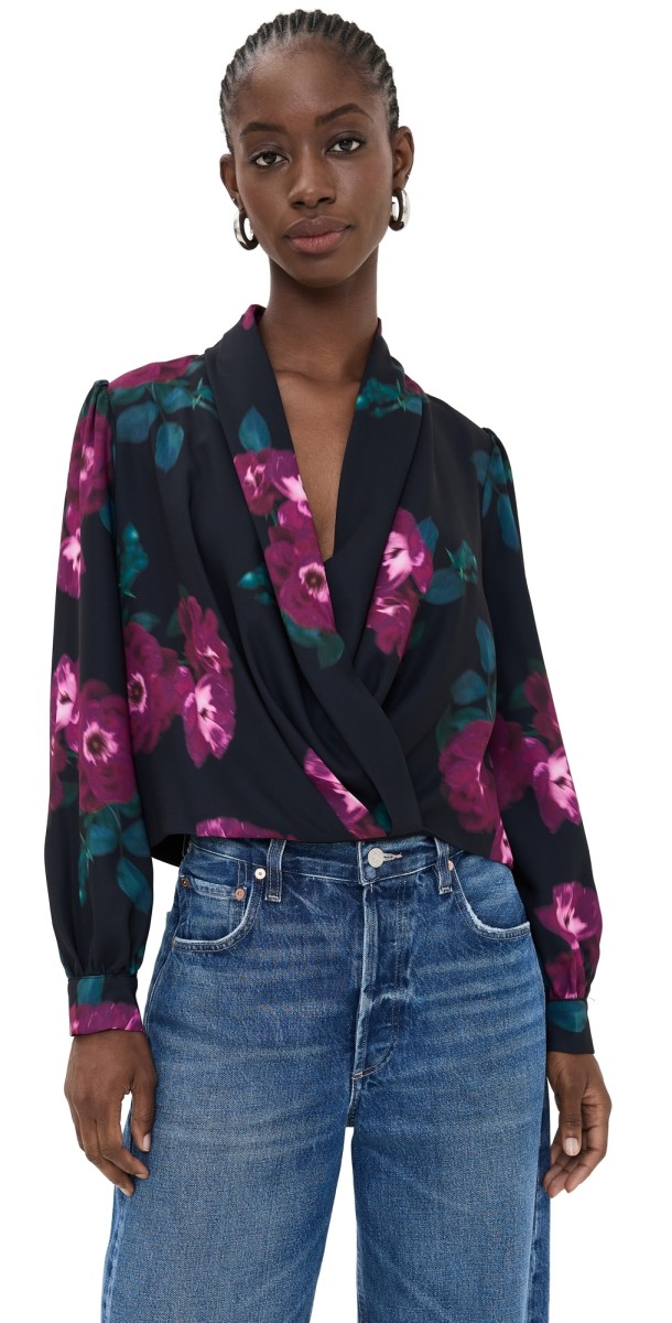 Figue Jackie Top Floral Exposure Oynx Black