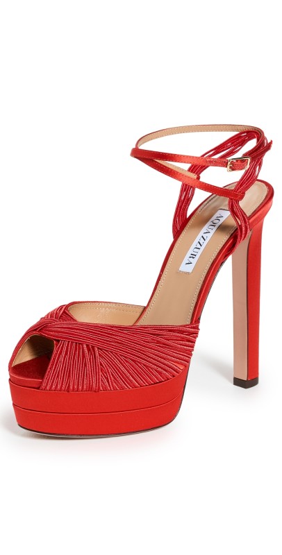 Aquazzura Bellini Beauty Plateau Platform Sandals 130mm Lipstick