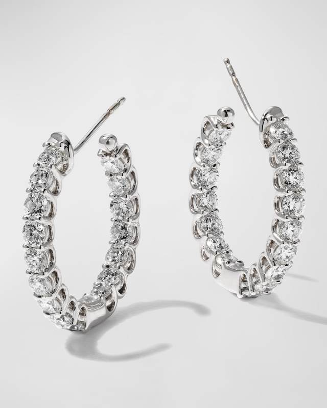 18k White Gold Diamond U-Basket Hoop Earrings, 3.19tcw