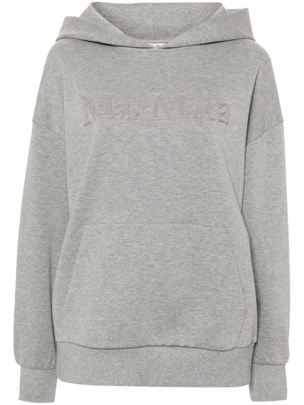 logo-embroidered mélange hoodie