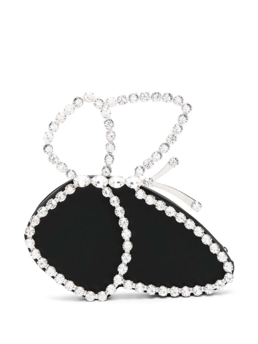 Butterfly crystal-embellished clutch bag