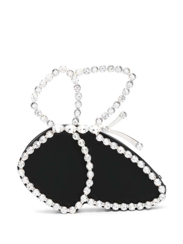 Butterfly crystal-embellished clutch bag