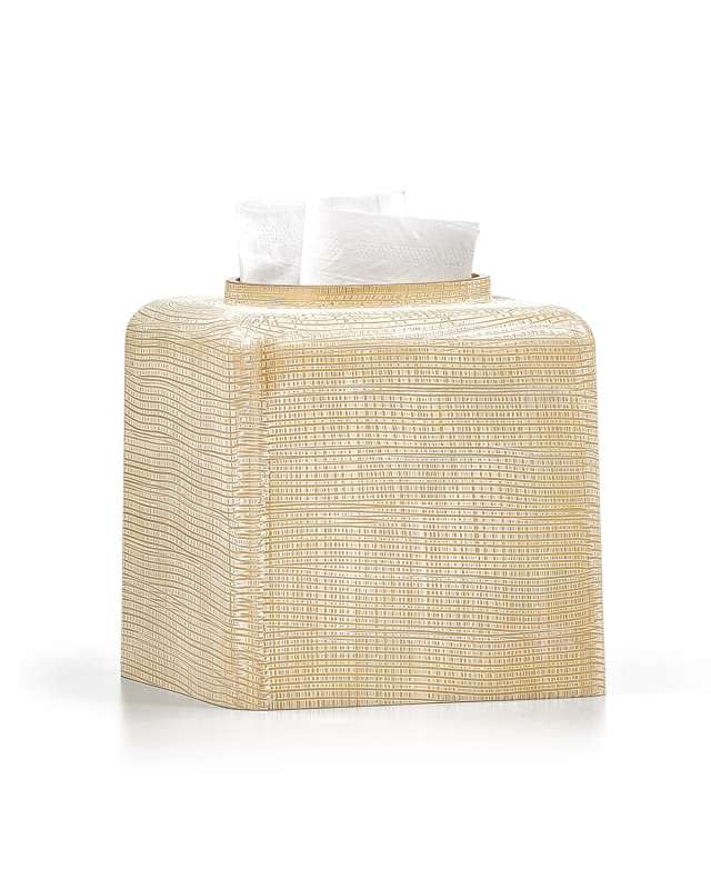 Woven Tissue Box Cover, Gold
