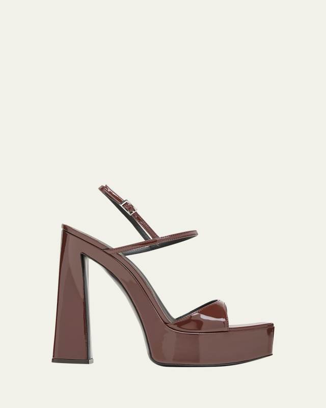 Patent Ankle-Strap Platform Sandals