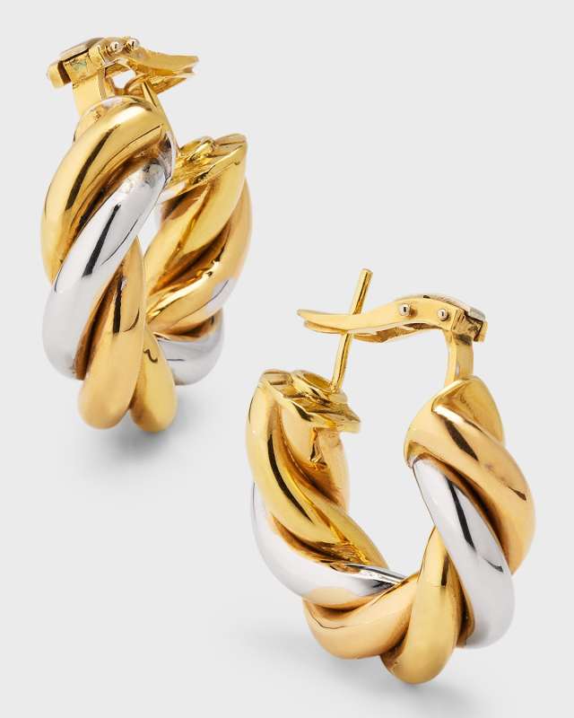 18K Tricolor Hoop Earrings