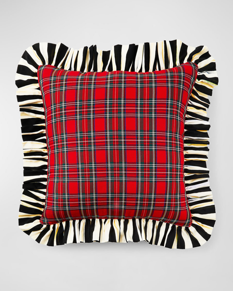 Tartan Stripe Ruffle Throw Pillow