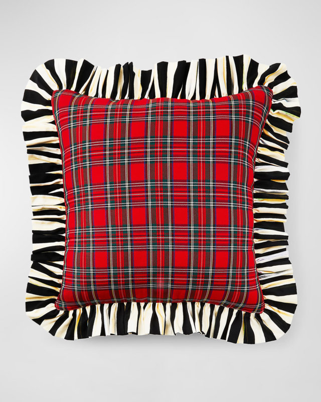 Tartan Stripe Ruffle Throw Pillow