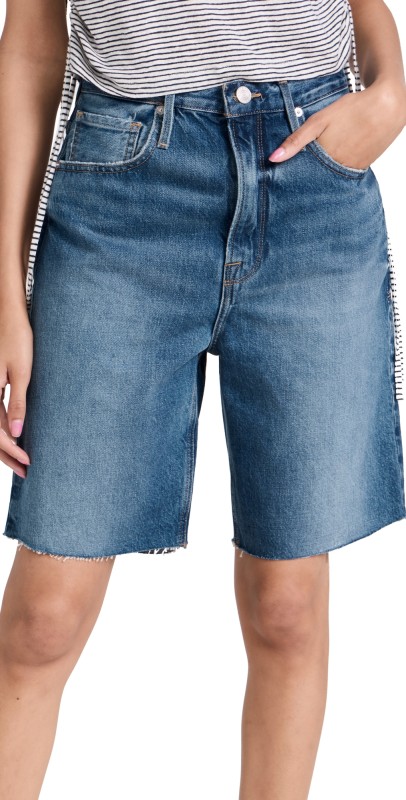 FRAME High Rise Bermuda Shorts Raw After Del Amo