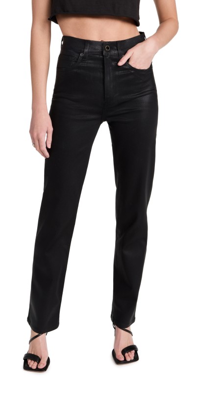 LE JEAN Sabine Straight Leg Pants Black Coated