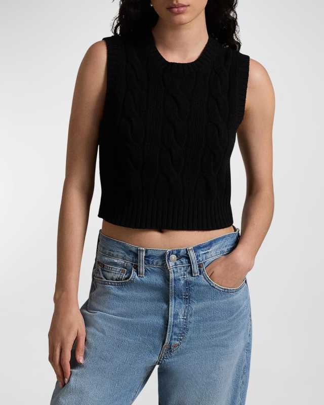 Cropped Cable Wool-Cashmere Sweater